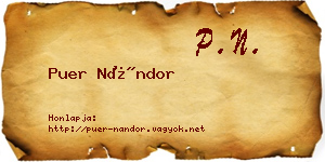 Puer Nándor névjegykártya